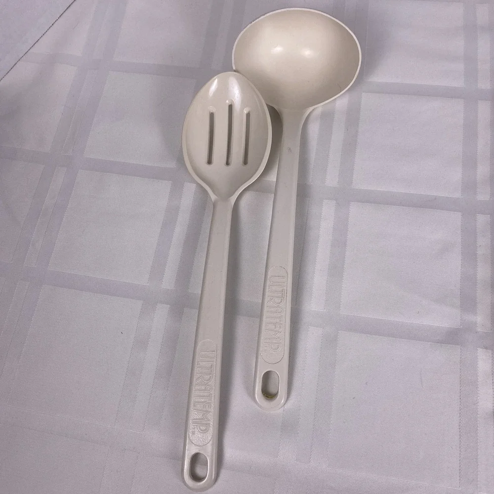 Retro White Kitchen Utensils. Lot of 10. Brands vary